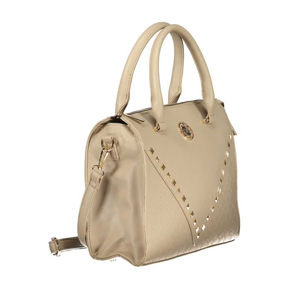 This Handbag by Laura Biagiotti for women in pvc and beige presents a sculptural silhouette featuring a secure zipper, ample internal-pockets, and versatile shoulder-strap, adjustable-strap & handle for a sculptural finish.