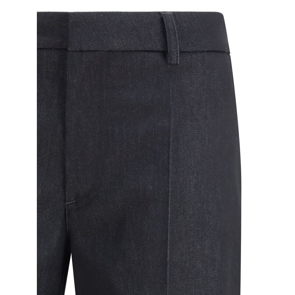 Darkpark Poppy Women's Flared Relaxed Fit Regular Stretch Polyester Cotton Trousers - Black