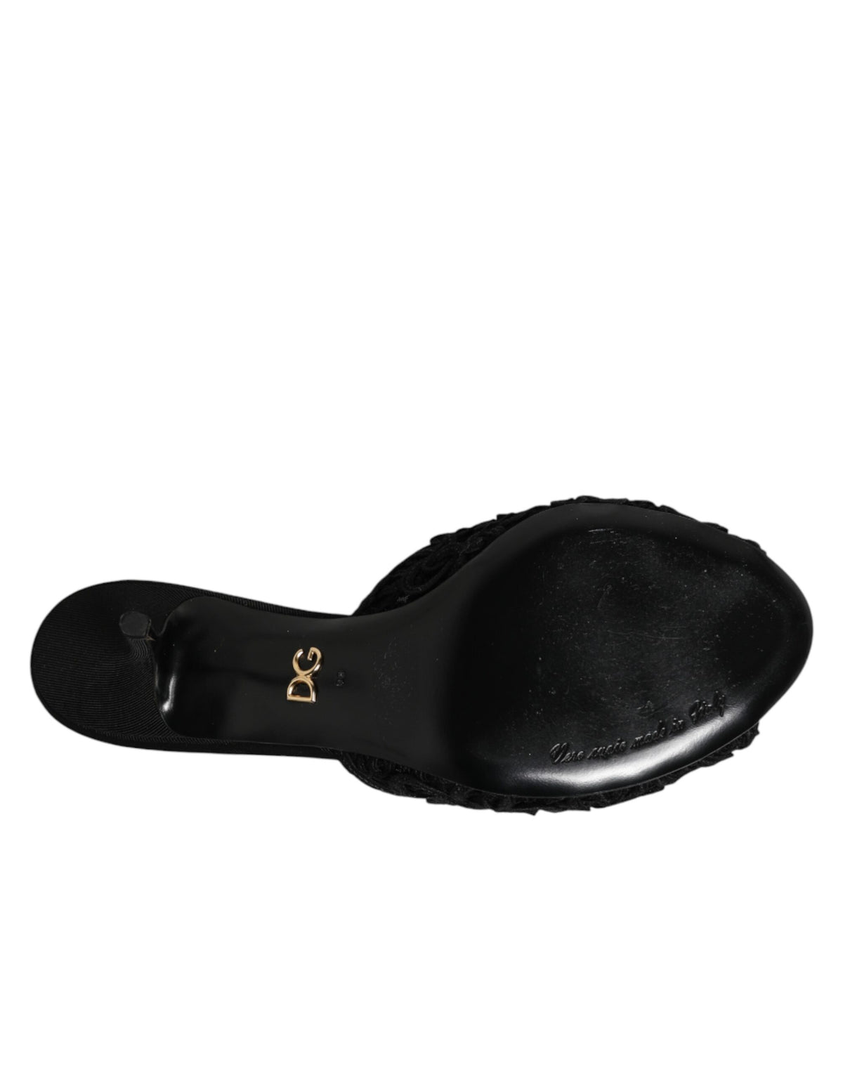 Dolce & Gabbana Women's Polyester Viscose Goat Leather & Cotton Mules Sliders Flat Shoes - Black Signature
