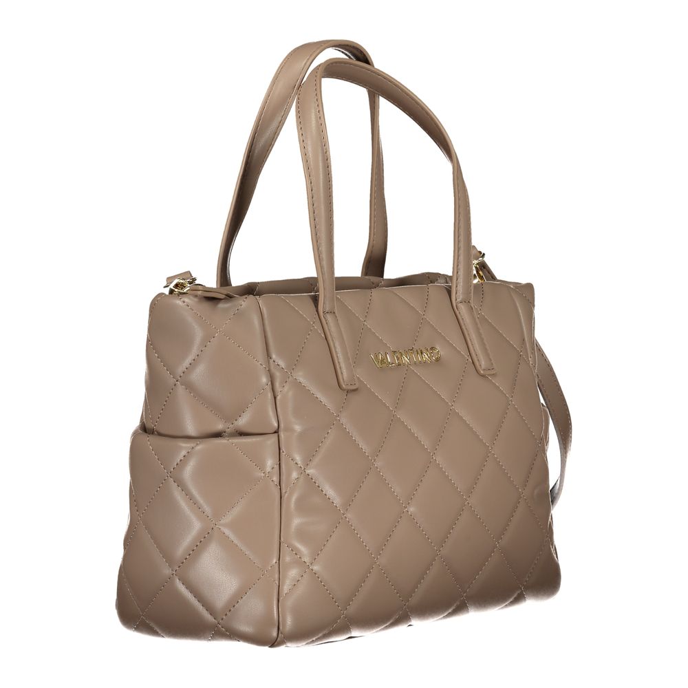 Handbag by Mario Valentino for women in polyethylene brown features a signature silhouette, showcasing a secure snap & zipper and signature external-pockets & internal-pockets with versatile shoulder-strap, adjustable-strap & handle for a sophisticated look.