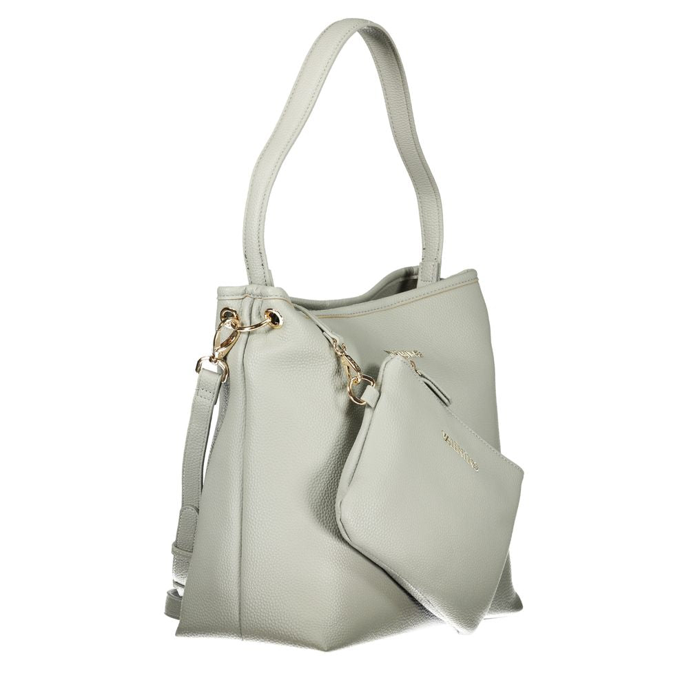 This 2-in-1 Shoulder & Crossbody Pouch Handbag by Mario Valentino for women in polyethylene and gray presents a sculptural silhouette featuring a secure snap, ample internal-pockets, and versatile crossbody-strap, shoulder-strap, adjustable-strap & handle for a sculptural finish.