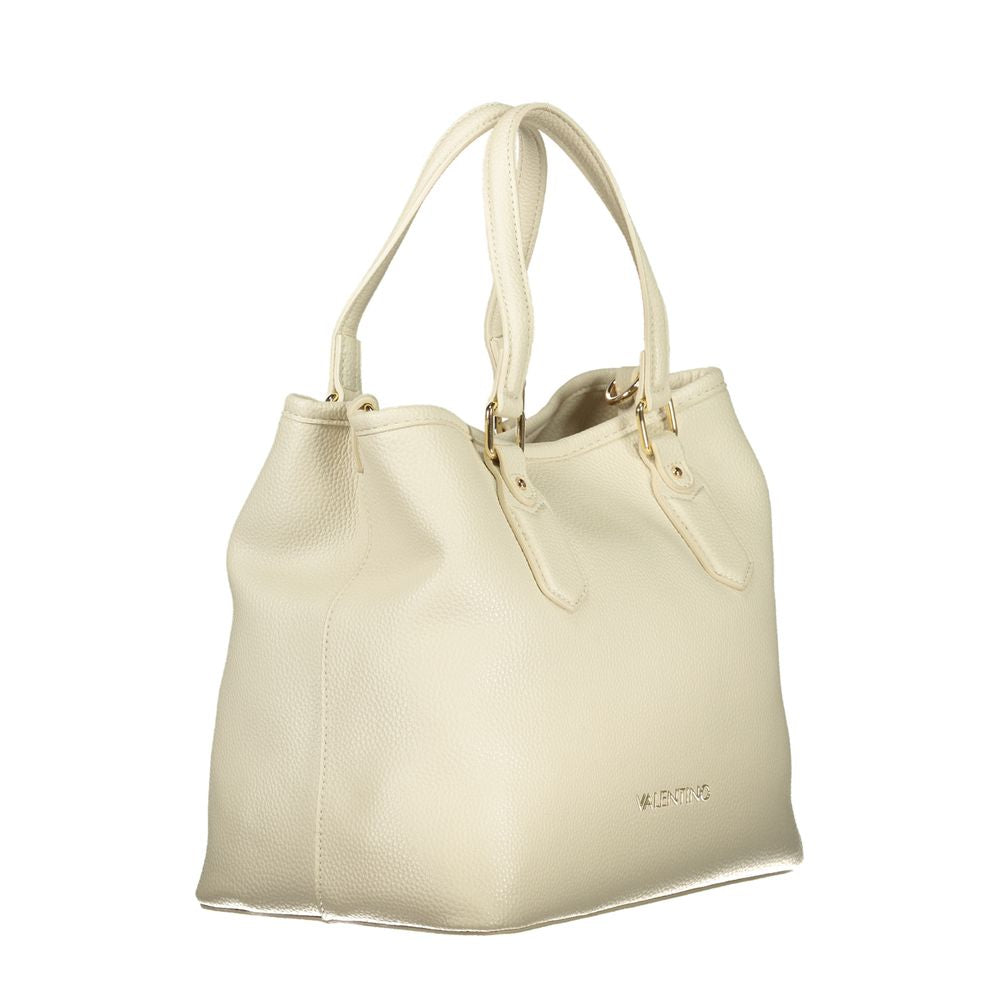 Handbag by Mario Valentino for women in polyethylene beige & signature presents a ornamental silhouette, showcasing a secure zipper, ample built-in-compartments & internal-pockets, and versatile shoulder-strap, handle & adjustable-strap for a ornamental finish.