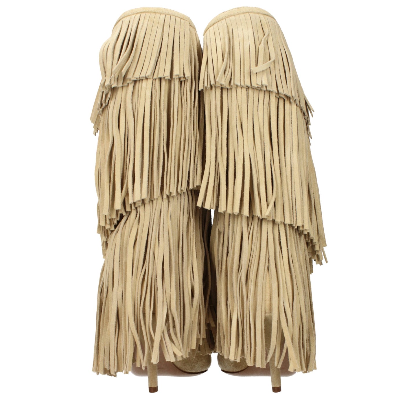 Paris Texas Beige Leather Flat Boots