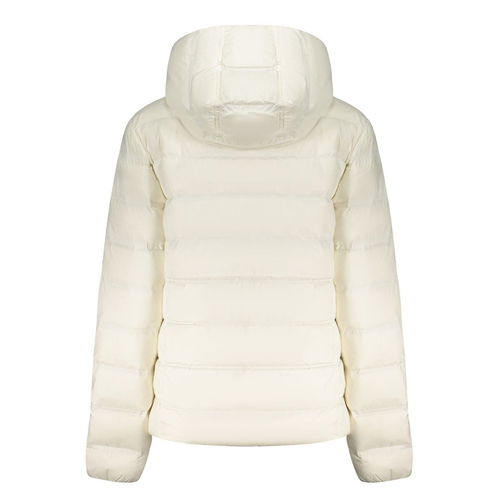 Hooded Windbreaker Jacket by Tommy Hilfiger for women in polyester white presents a resilient silhouette, artfully detailed with a sophisticated hooded neckline and functional pockets, hooded & windproof for a resilient finish.