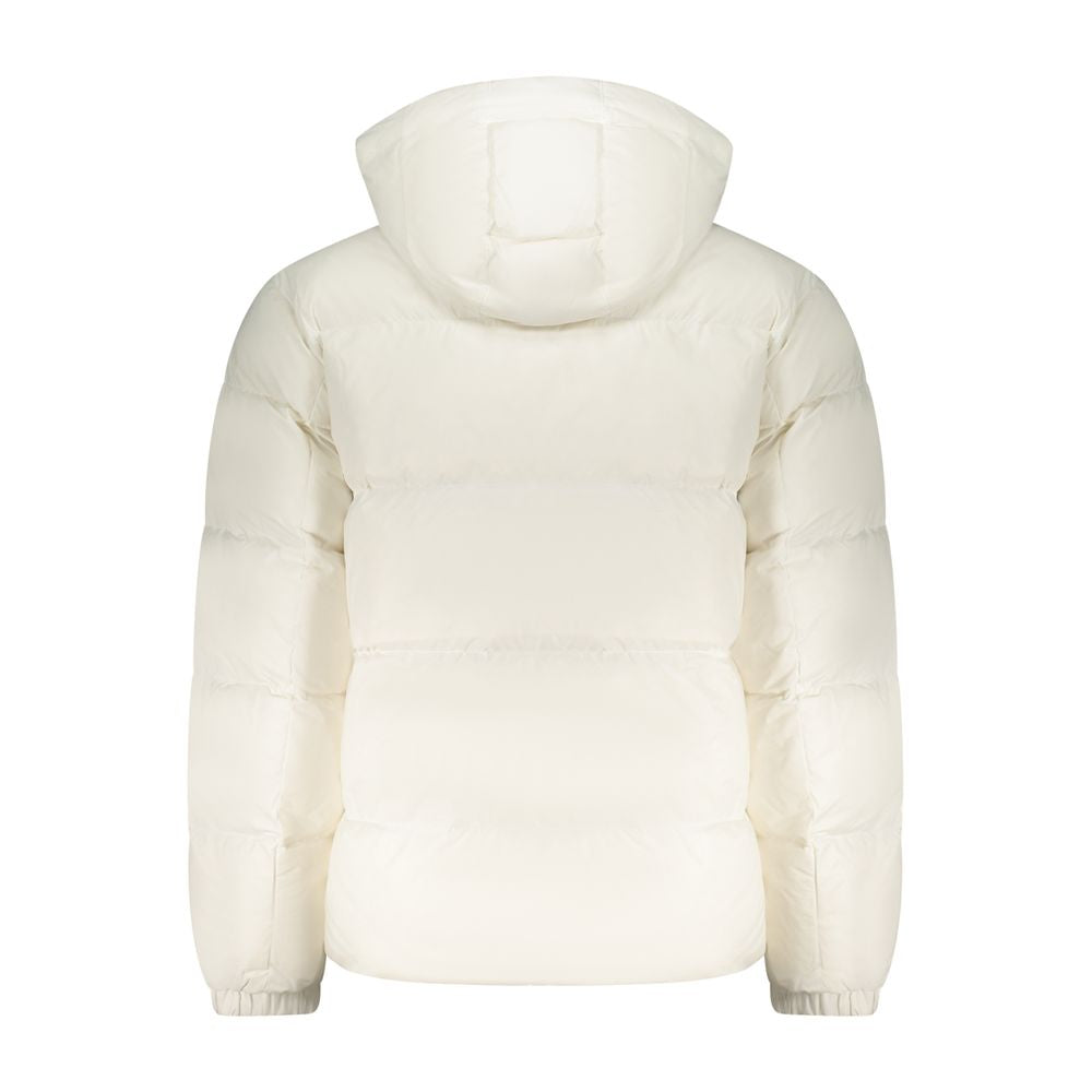 Hooded Overcoat by Tommy Hilfiger for men in polyester white & signature features an satoral silhouette, showcasing a sophisticated and satoral pockets & hooded for a premium, timeless look.