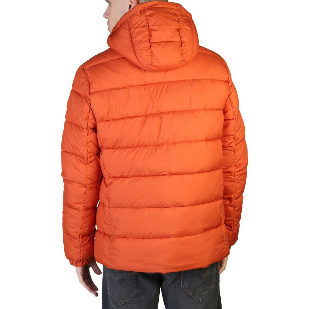 Save The Duck Men's Padded Nylon Hooded Bomber Jacket - Orange Patterned