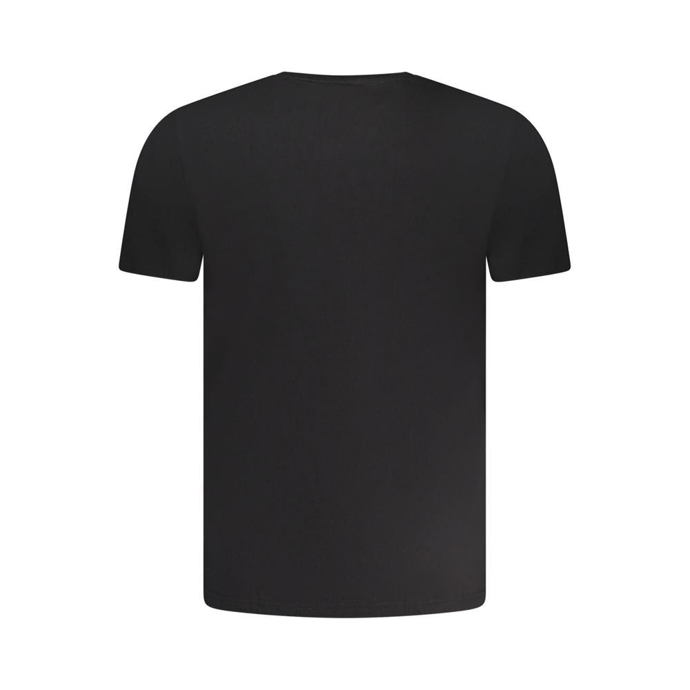 Activewear T-Shirt by Aeronautica Militare for men in stretch cotton black & print features a dynamic silhouette with and crew neckline enhanced by functional .