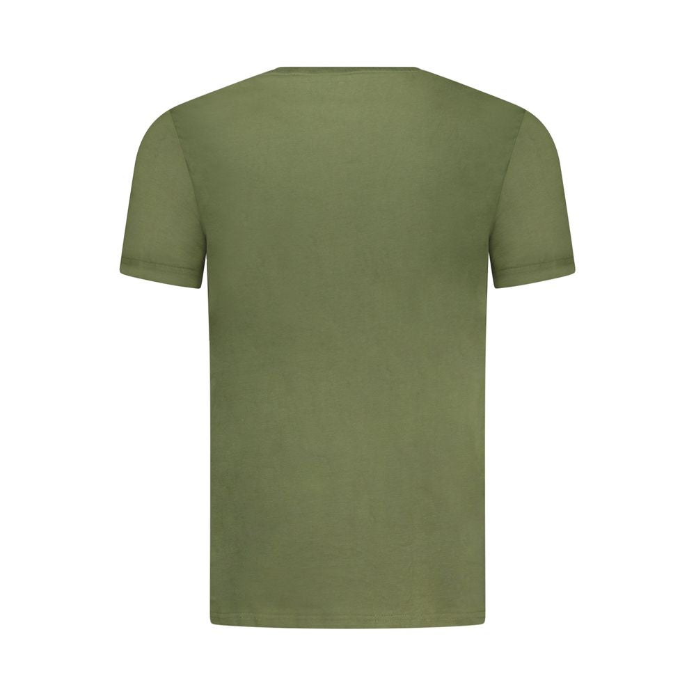 Activewear T-Shirt by Aeronautica Militare for men in stretch cotton green & print presents a kinetic silhouette, showcasing the kinetic and crew neckline alongside functional for a premium, athletic look.
