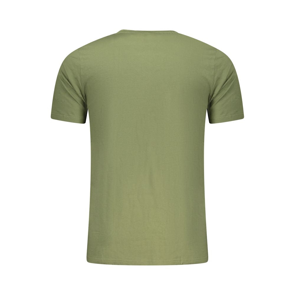 Activewear T-Shirt by Aeronautica Militare for men in stretch cotton green & print features an athletic silhouette with sleeves and a neckline, enhanced by high-performance .