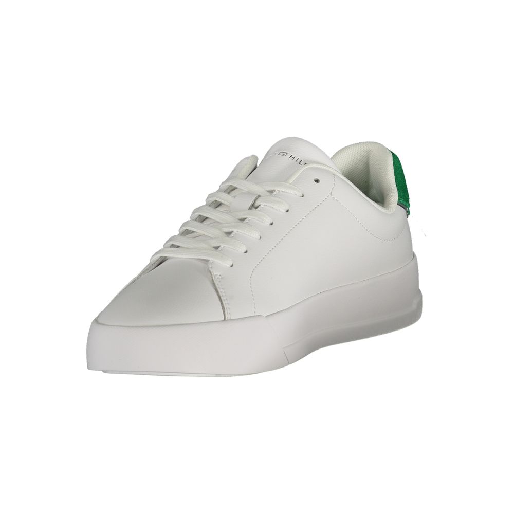 Sneakers by Tommy Hilfiger for men in polyester polyurethane leather green & white features an sumptuous silhouette, showcasing the premium Men's Low-Top Polyester Polyurethane Leather Sneakers in a sumptuous low-top style that offers a sumptuous finish for refined style.