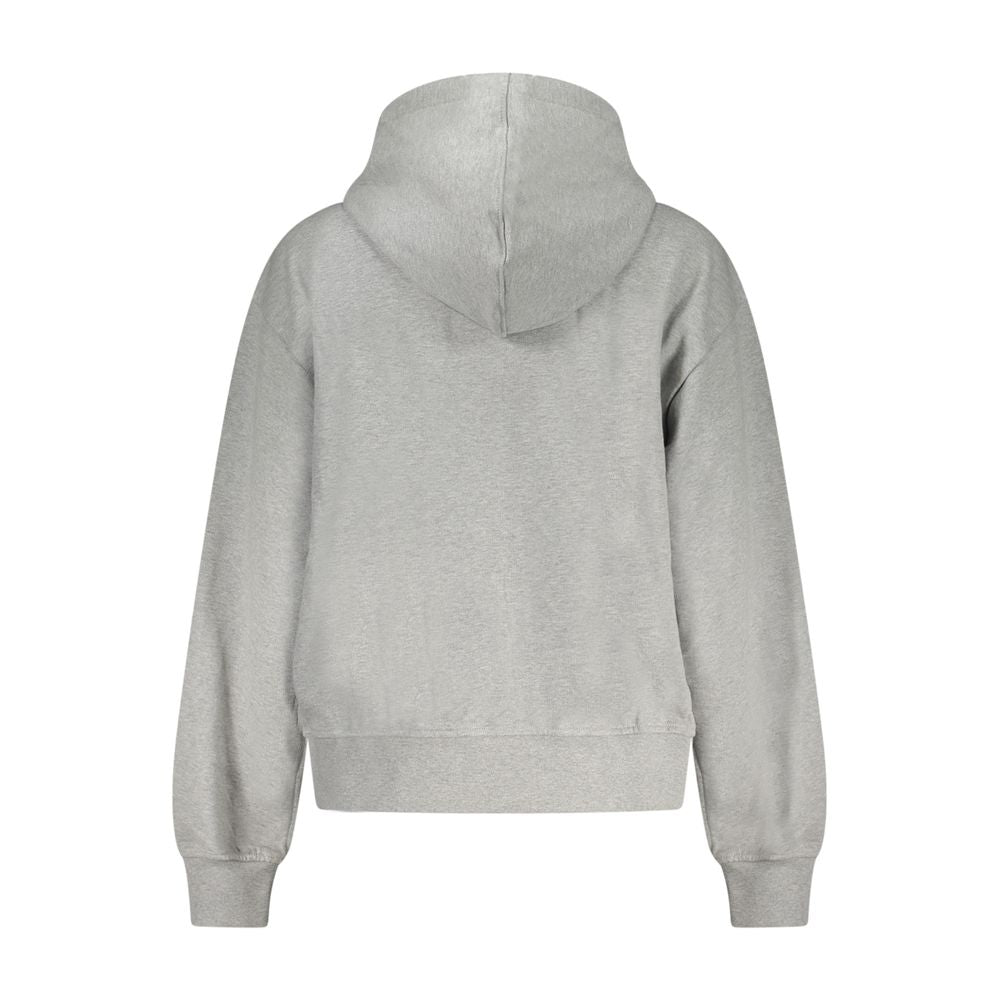 Calvin Klein Women's Organic Cotton Hooded Sweatshirt Hoodie - Gray Print