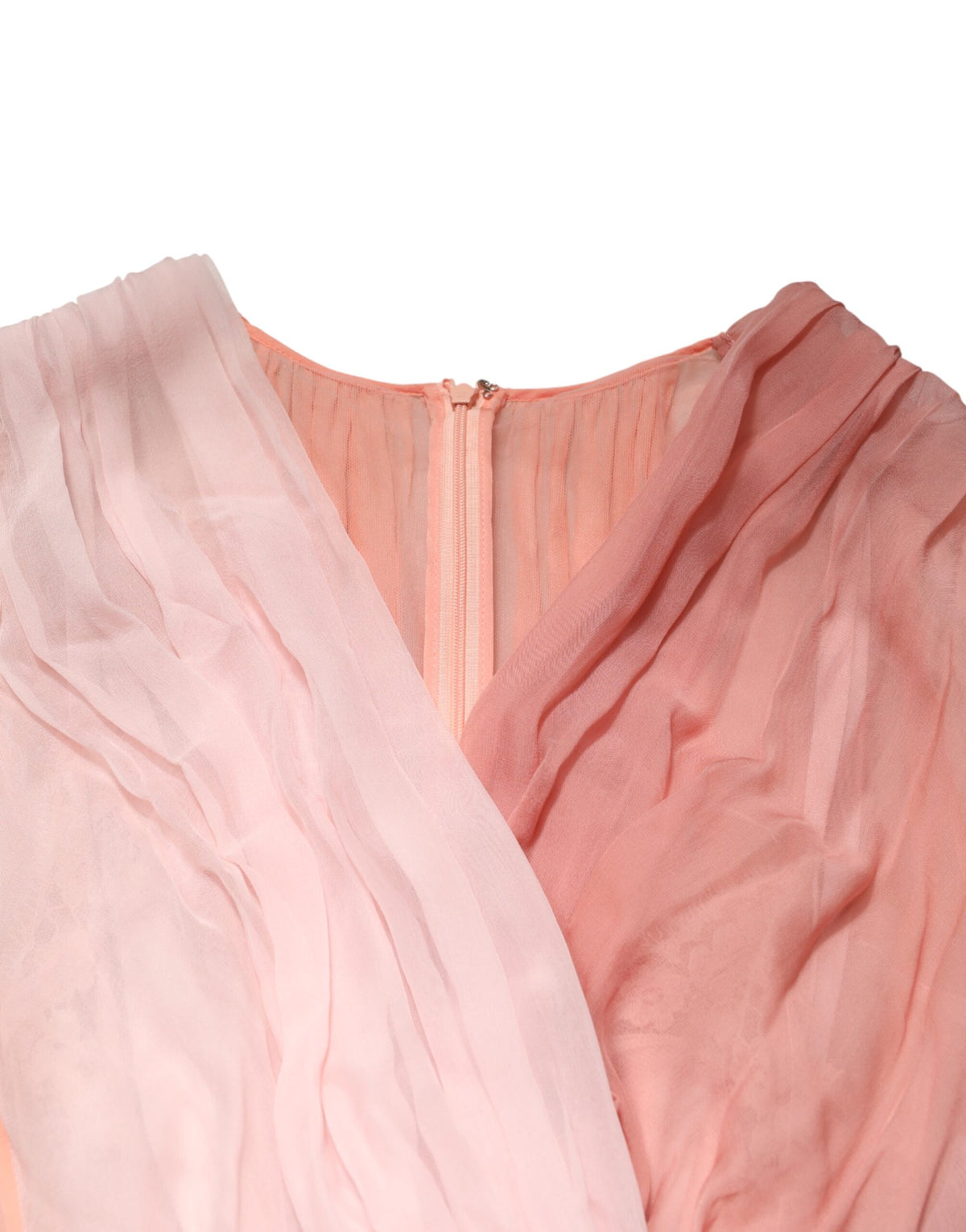 Dolce & Gabbana Women's Cocktail Long-Sleeve V Neck Cotton Polyamide Tulle & Silk Mini Dress - Pink Signature