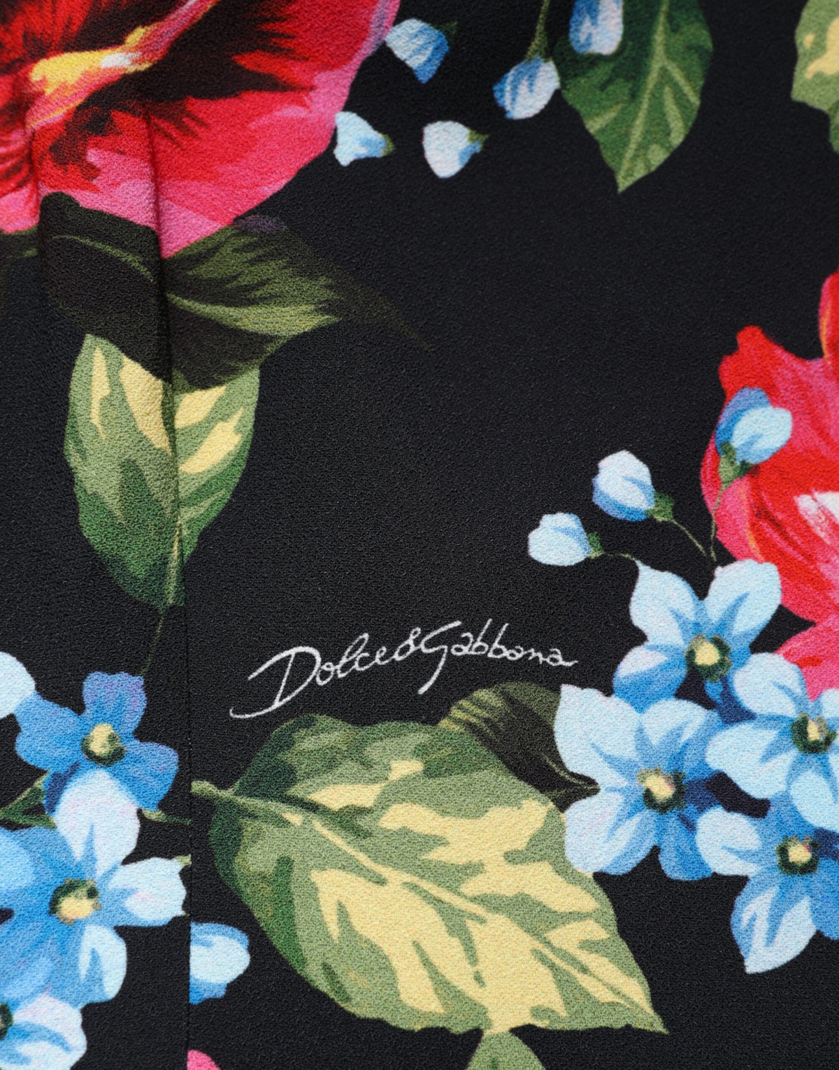 Dolce & Gabbana Women's Sheath Cocktail Short-Sleeve Viscose Silk Midi Dress - Black Patterned Floral Print