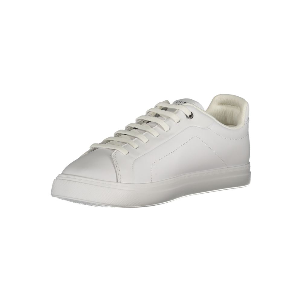 Tommy Hilfiger Men's Athletic Polyester Polyurethane Leather Sneakers - White