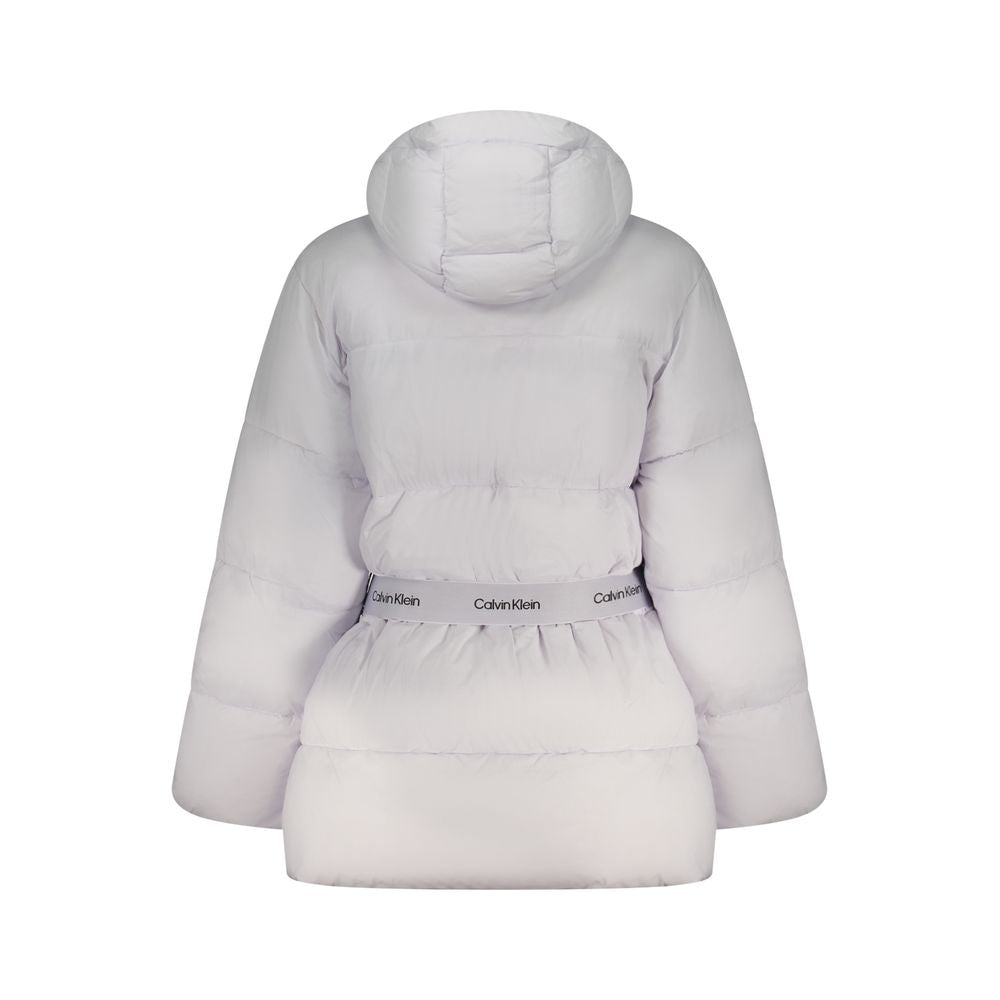 Calvin Klein Women's Nylon Hooded Puffer Jacket - Purple Print