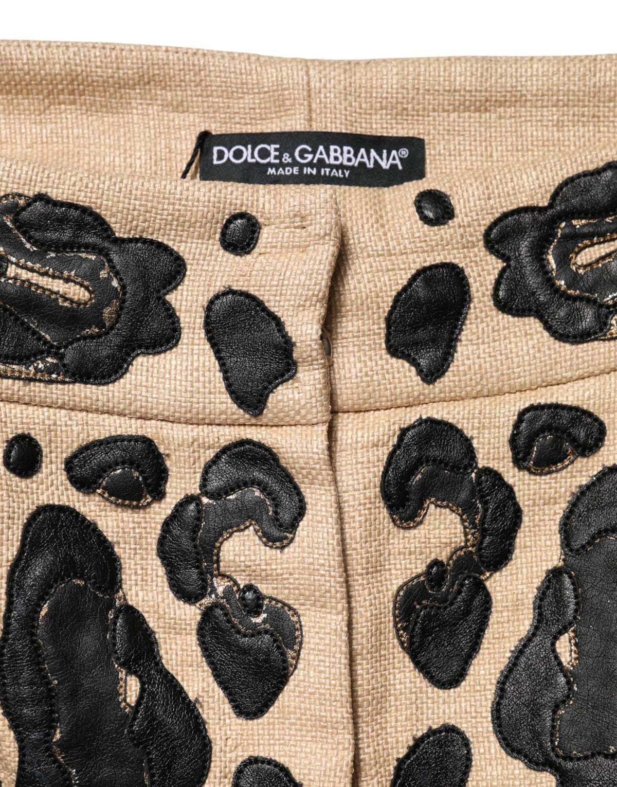 Dolce & Gabbana Women's High Rise Cotton Nylon Polyamide & Silk Bermuda Shorts - Beige Leopard Print Patterned Print