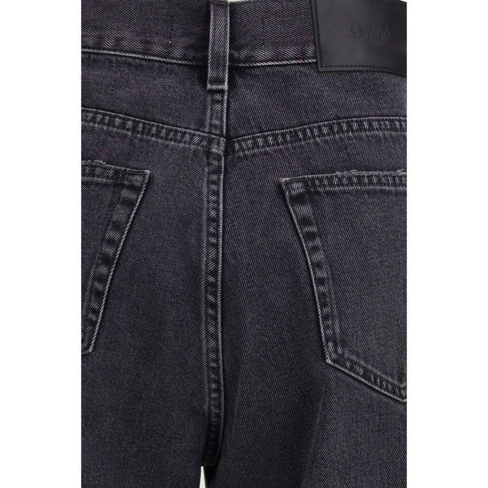 Chloé Women's Regular Fit Cropped High Rise Cotton Denim Jeans - Black Signature