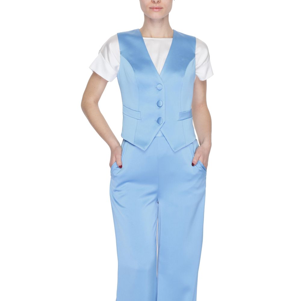 Silence Women's V-Neck Stretch Polyester Vest - Blue