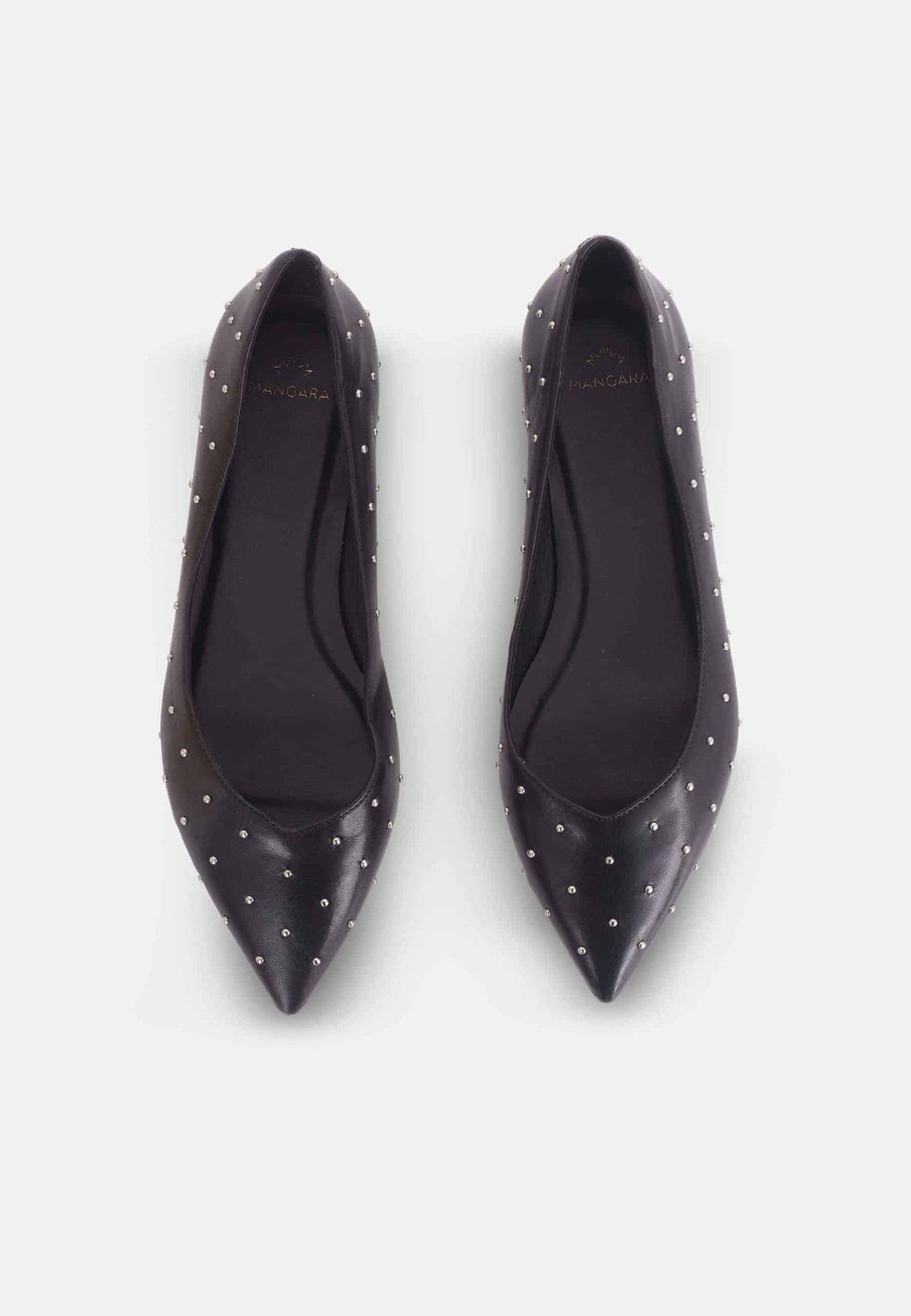 Mangará Atelier Black Leather Ballerinas Hamelia – Pointed-Toe Flats With Studs