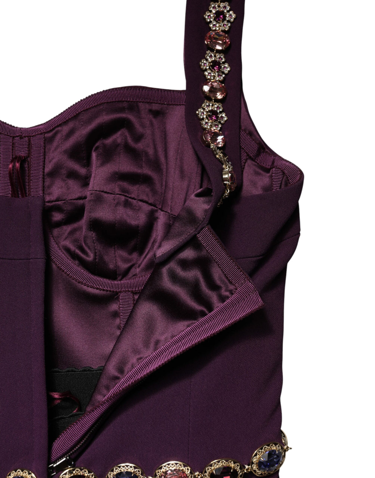 Dolce & Gabbana Women's Gown Mermaid Sheath Cocktail Sleeveless Silk Viscose & Acetate Long Dress - Red Violet