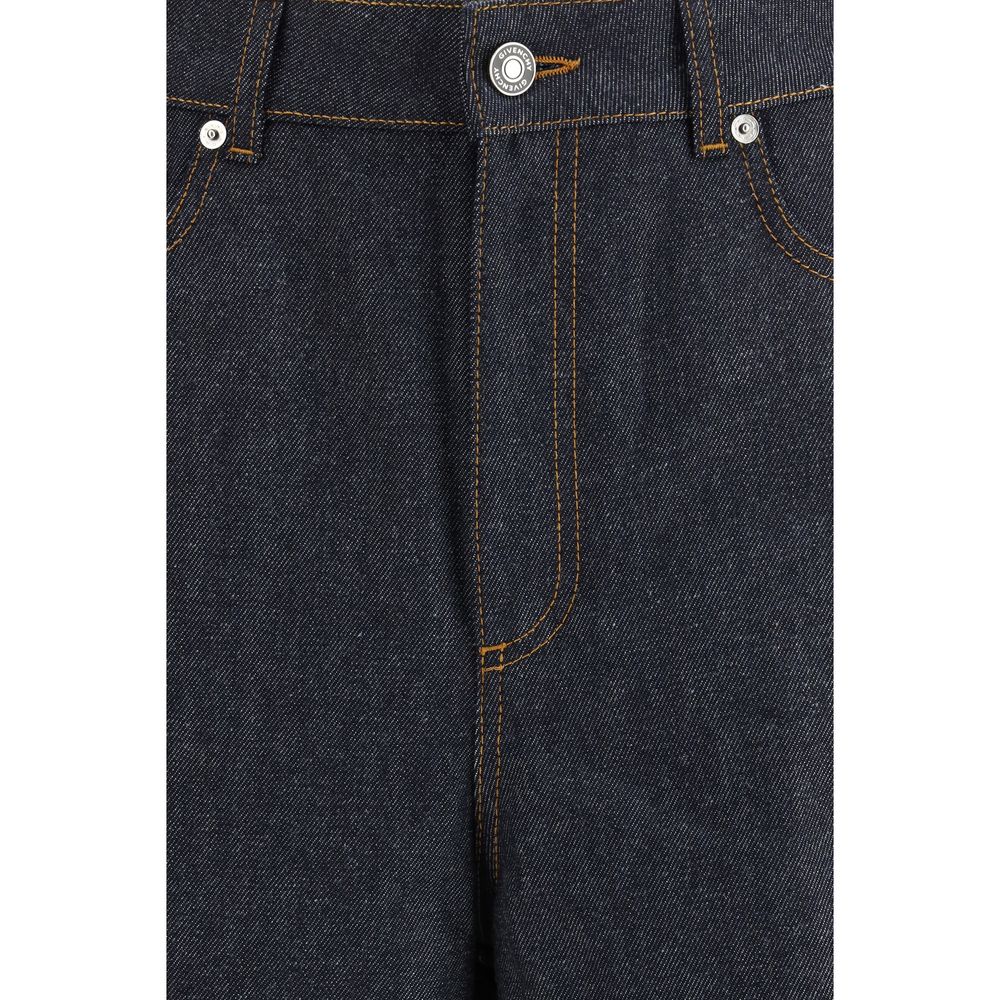 Givenchy Women's Regular Fit Cotton Denim Casual Pants - Blue Signature