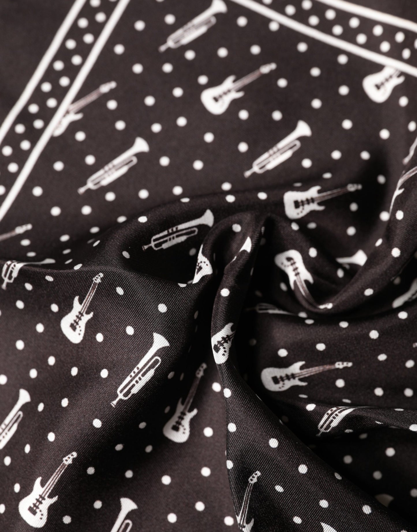 Dolce & Gabbana Black Guitar Trumpet Men Handkerchief Scarf
