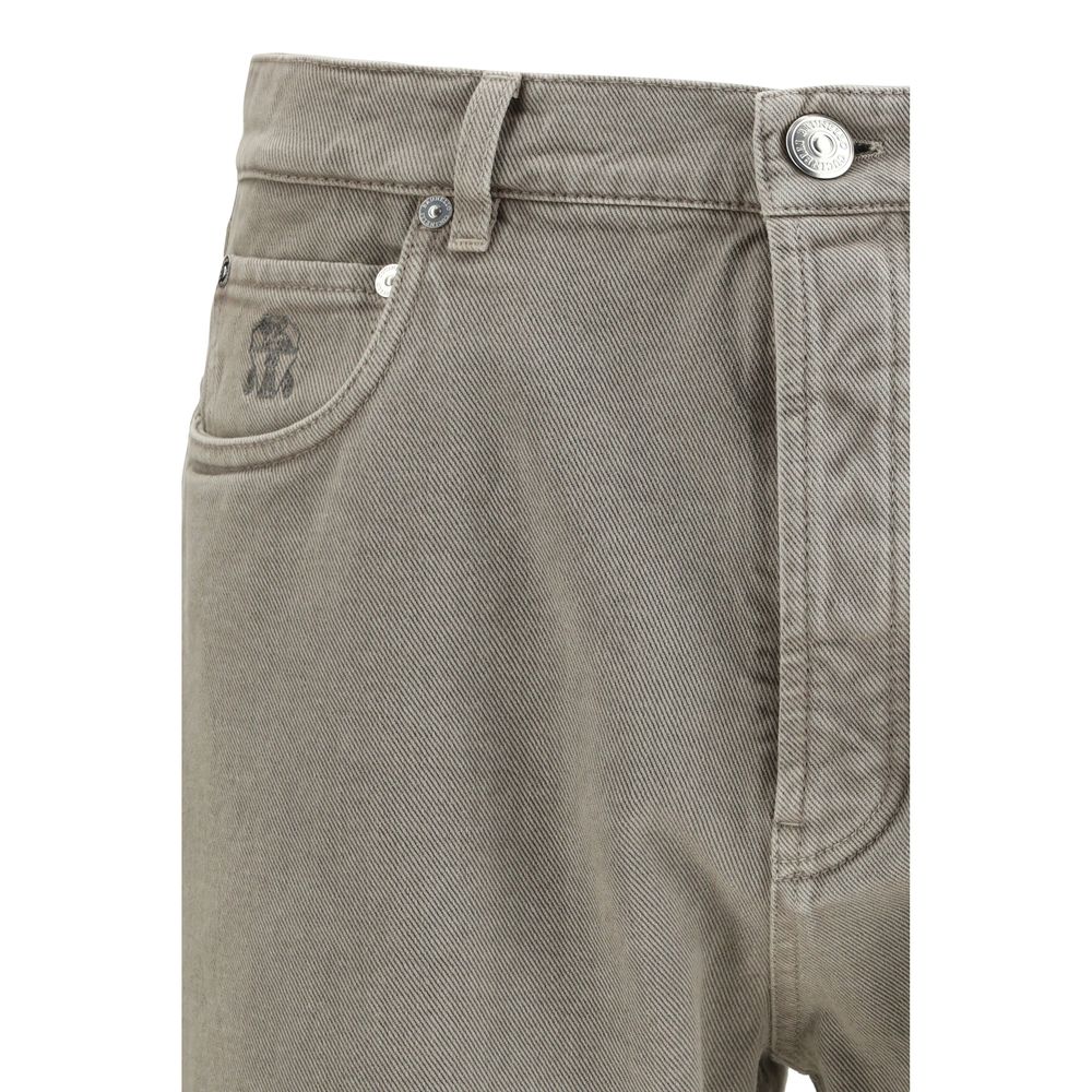 Brunello Cucinelli Green Cotton Straight-Leg Jeans