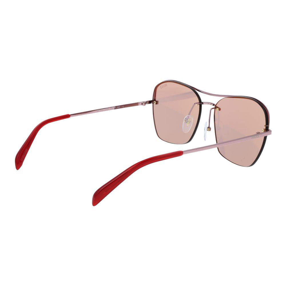 Emilio Pucci Square Mirrored Medium-Tint Metal Sunglasses - Rose Gold