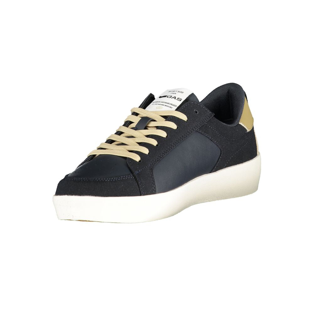 Athletic Sneakers by Gas for men in polyurethane leather blue showcases a architectural silhouette, artfully capturing the essence of the Men's Athletic Polyurethane Leather Sneakers with its signature architectural athletic style construction.