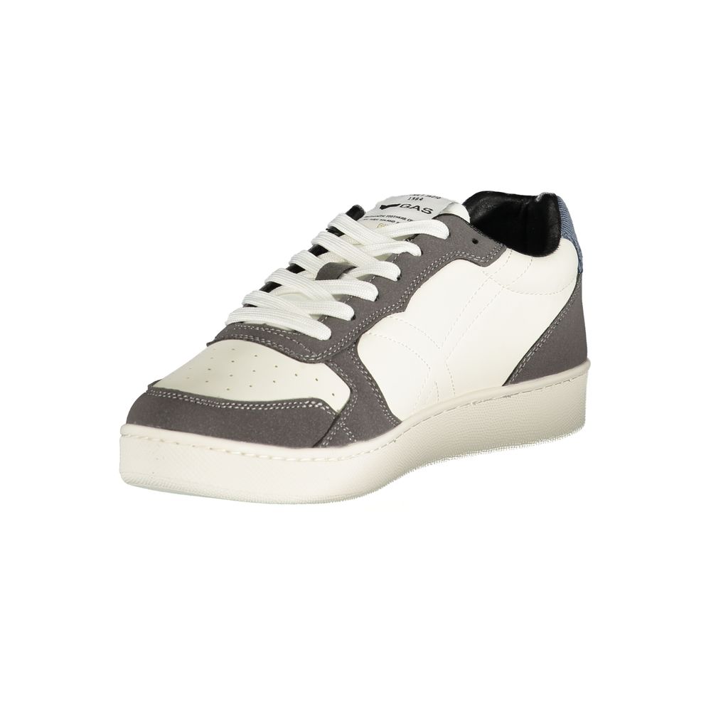 Athletic Sneakers by Gas for men in polyester & polyurethane white showcases a architectural silhouette, artfully capturing the essence of the Men's Athletic Polyester & Polyurethane Sneakers with its signature architectural athletic style construction.