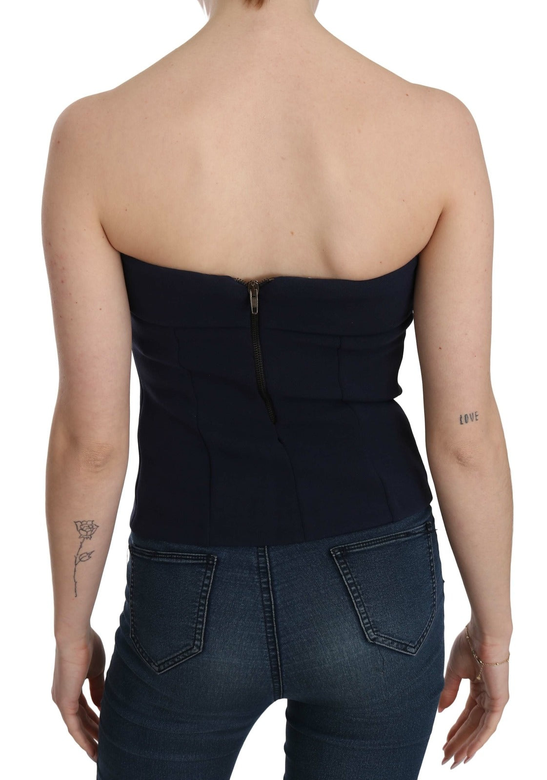 Costume National Women's Strapless Cotton Blouse - Blue
