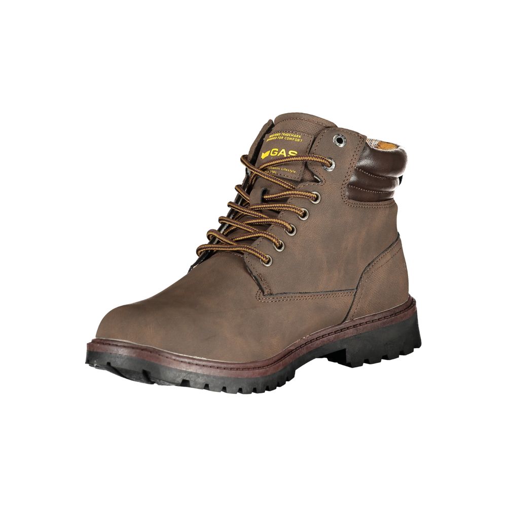 Lace-Up Boots by Gas for men in polyester & polyurethane blue & brown showcases a aeronautic silhouette as Men's Polyester & Polyurethane Lace-Up Boots, artfully defined by a aeronautic and a aeronautic .