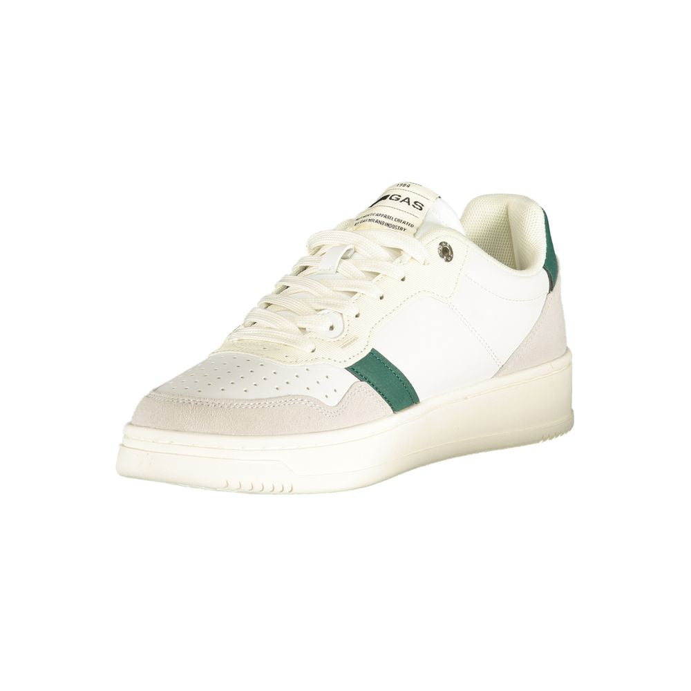 Athletic Sneakers by Gas for men in polyester & polyurethane black, green, red, white & print showcases a architectural silhouette, artfully capturing the essence of the Men's Athletic Polyester & Polyurethane Sneakers with its signature architectural athletic style construction.