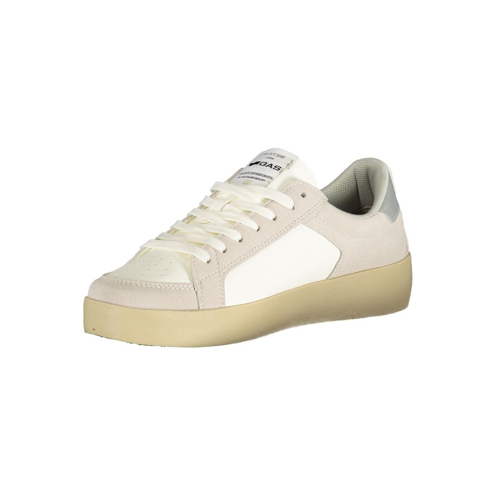 Athletic Sneakers by Gas for women in polyester & polyurethane gold & white features an architectural silhouette from the Women's Athletic Polyester & Polyurethane Sneakers collection, showcasing a architectural athletic style for a architectural look.