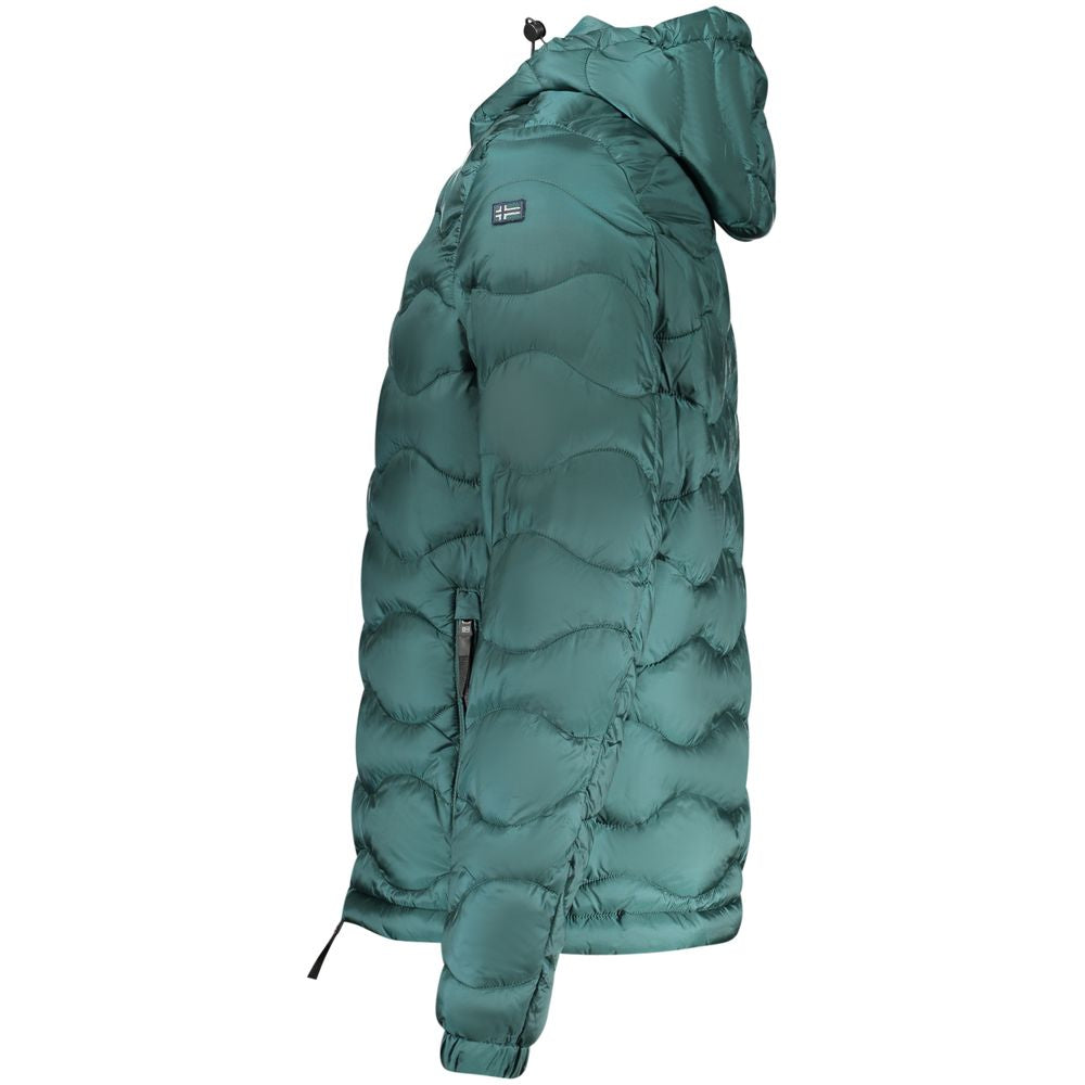 Hooded Windbreaker Jacket by Norway 1963 for men in polyamide green features an perennial silhouette with a refined hooded neckline and perennial pockets, hooded & windproof for a sophisticated weather-resistant look.