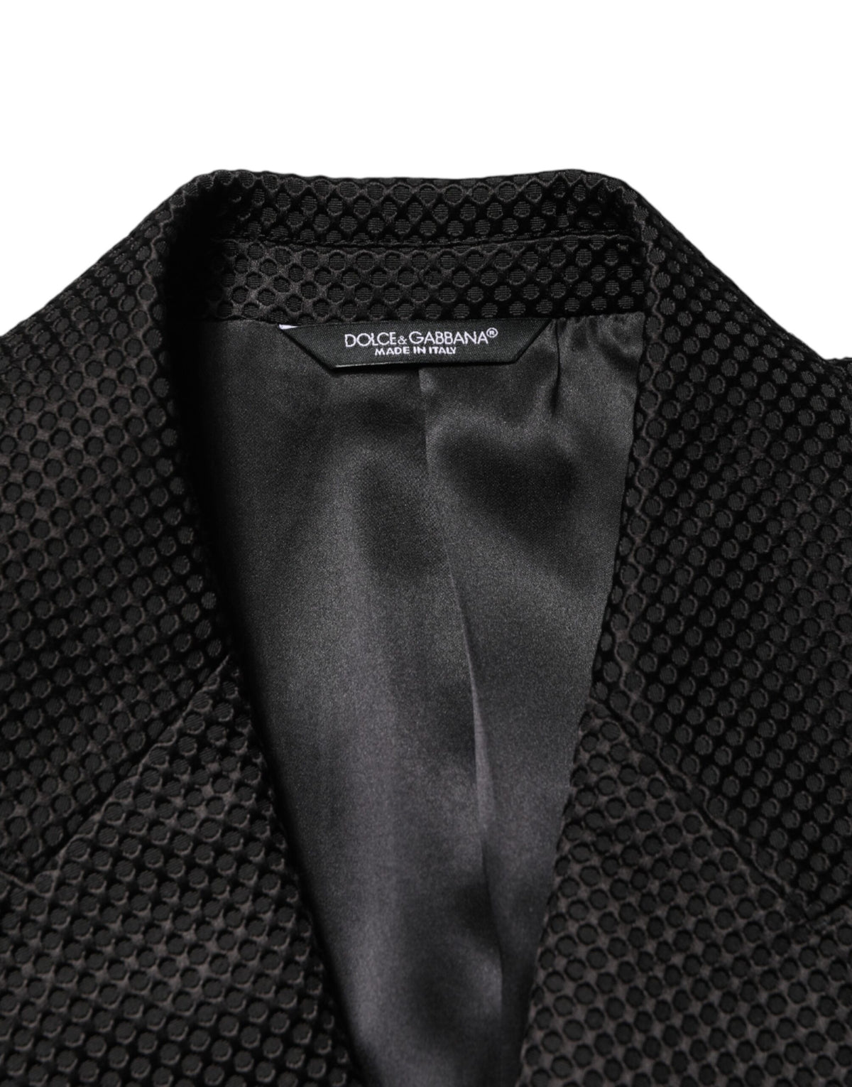 Dolce & Gabbana Men's Double Breasted Silk Cotton & Polyester Blazer - Black