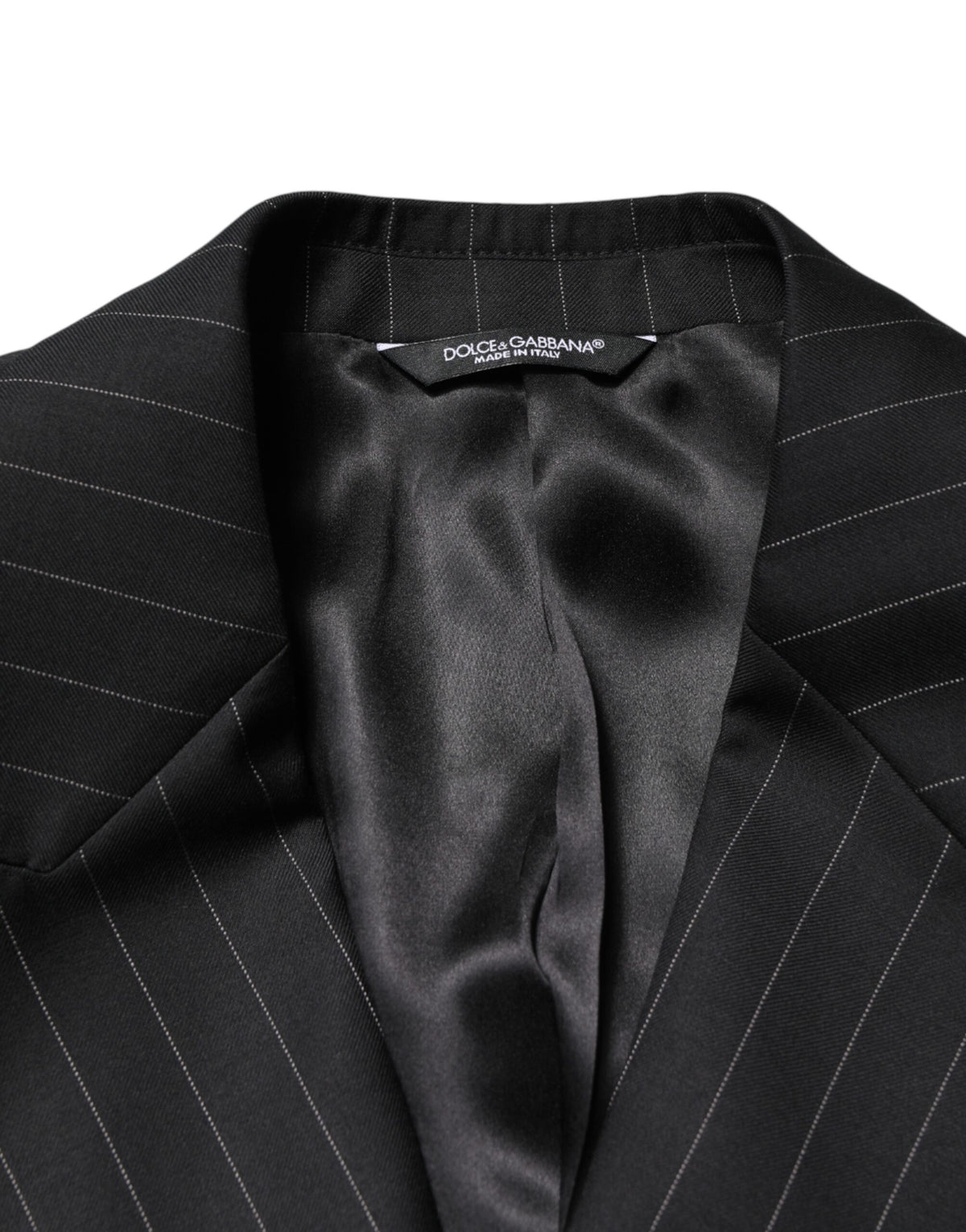 Dolce & Gabbana Men's Double Breasted Virgin Wool & Silk Blazer - Black Striped