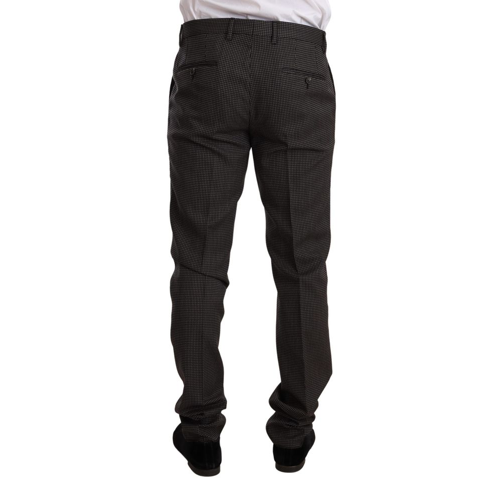 Dolce & Gabbana Fantasy Men's Slim Virgin Wool Pant Suit - Black Gray Patterned