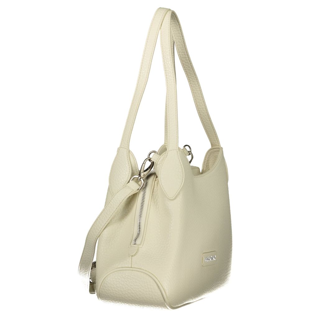 Handbag by Mario Valentino for women in polyethylene white features an refined silhouette, showcasing a secure snap & zipper, ample document-holder, external-pockets & internal-pockets, and versatile shoulder-strap, adjustable-strap & handle for a sophisticated refined aesthetic.