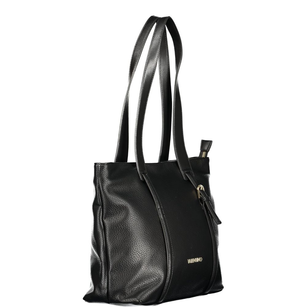 Shoulder Handbag by Mario Valentino for women in polyethylene black features a signature silhouette, showcasing a secure zipper and signature internal-pockets with versatile shoulder-strap & handle for a sophisticated look.