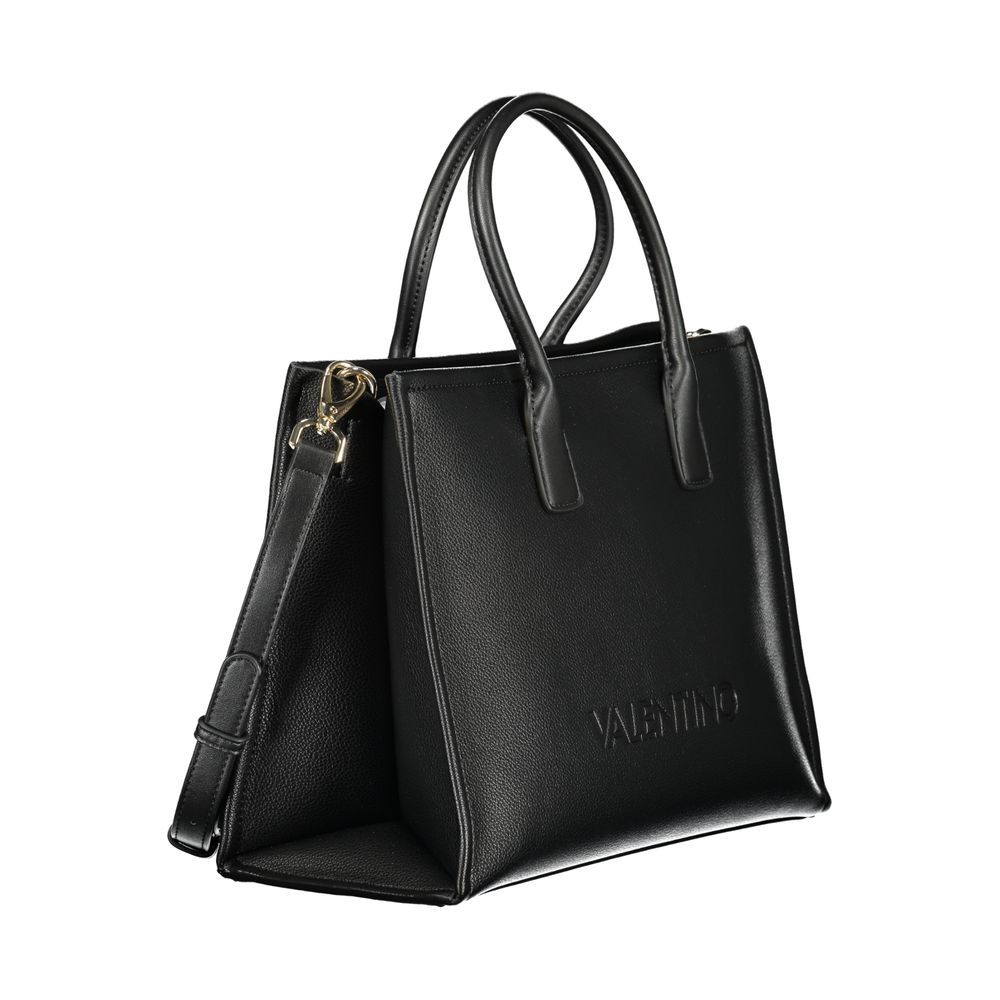 Handbag by Mario Valentino for women in polyethylene black, signature-print & print features an refined silhouette, showcasing a secure zipper, ample document-holder & internal-pockets, and versatile shoulder-strap, handle & adjustable-strap for a sophisticated refined aesthetic.