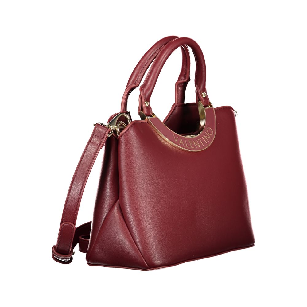 This Handbag by Mario Valentino for women in polyethylene and red & signature presents a sculptural silhouette featuring a secure snap & zipper, ample document-holder, external-pockets & internal-pockets, and versatile shoulder-strap, handle & adjustable-strap for a sculptural finish.