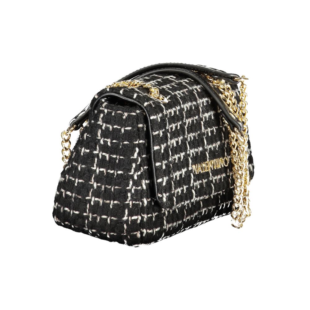 This Shoulder Handbag by Mario Valentino for women in polyester and black presents a sculptural silhouette featuring a secure snap, ample internal-pockets, and versatile shoulder-strap & handle for a sculptural finish.