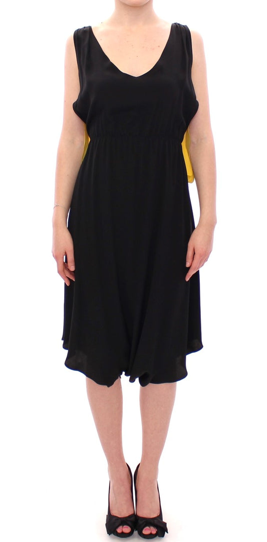 Black Yellow Silk Shift Sheath Coctail Dress - Designed by Lamberto Petri Available to Buy at a Discounted Price on Moon Behind The Hill Online Designer Discount Store