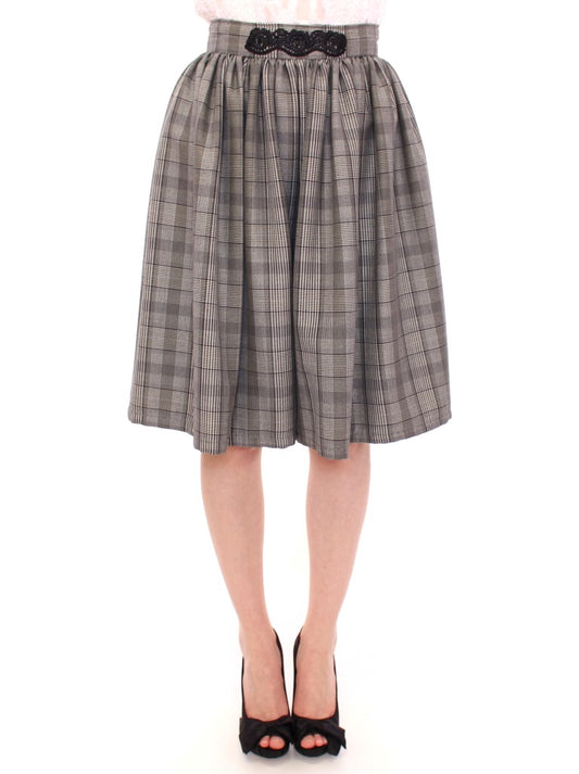 Gray Checkered Wool Shorts Skirt - Designed by NOEMI ALEMÁN Available to Buy at a Discounted Price on Moon Behind The Hill Online Designer Discount Store