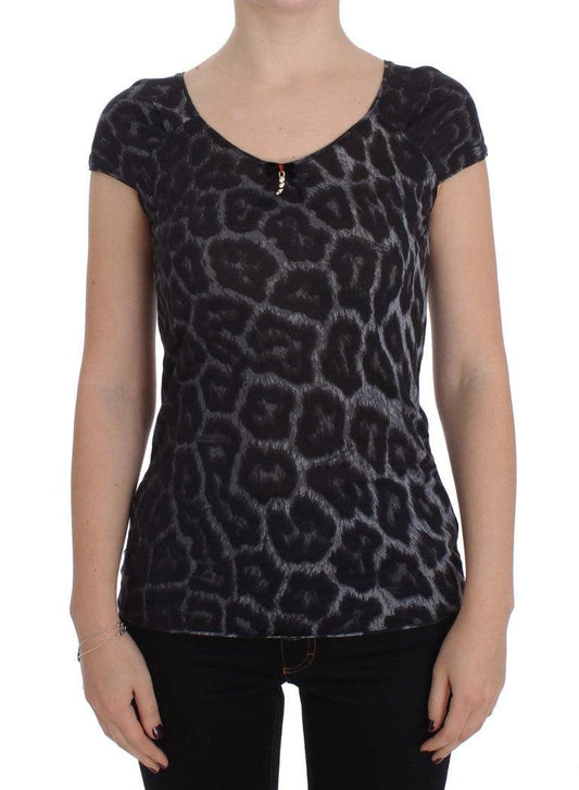 Gray Leopard Modal T-Shirt Blouse Top - Designed by Cavalli Available to Buy at a Discounted Price on Moon Behind The Hill Online Designer Discount Store