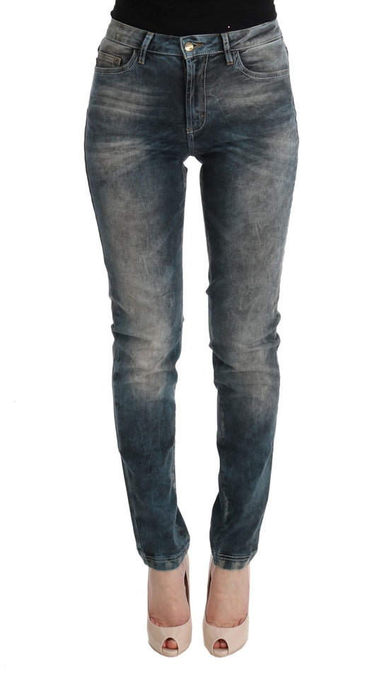 Blue Wash Cotton Blend Slim Fit Jeans - Designed by Cavalli Available to Buy at a Discounted Price on Moon Behind The Hill Online Designer Discount Store