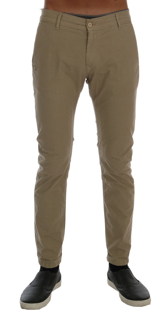 Beige Cotton Stretch Slim Fit Chinos - Designed by Daniele Alessandrini Available to Buy at a Discounted Price on Moon Behind The Hill Online Designer Discount Store