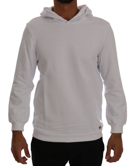 White Pullover Hooded Cotton Sweater designed by Daniele Alessandrini available from Moon Behind The Hill's Men's Clothing range