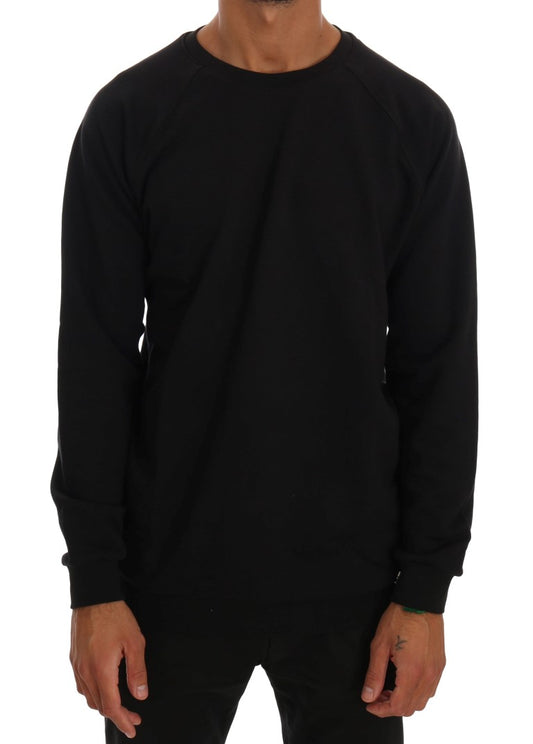 Black Crewneck Cotton Pullover Sweater - Designed by Daniele Alessandrini Available to Buy at a Discounted Price on Moon Behind The Hill Online Designer Discount Store